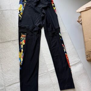 Desigual Black Leggings with Colorful Floral Accents